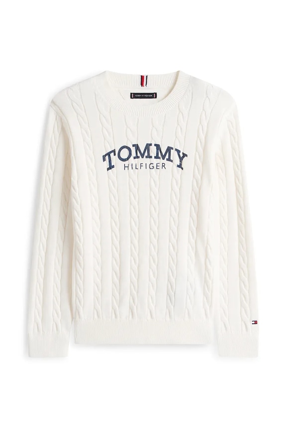 Dětský bavlněný svetr Tommy Hilfiger KB0KB10347.128.176.PPY2 béžová SS26