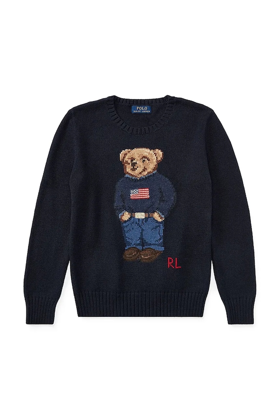 Detský bavlnený sveter Polo Ralph Lauren 323668286002 tmavomodrá SS26