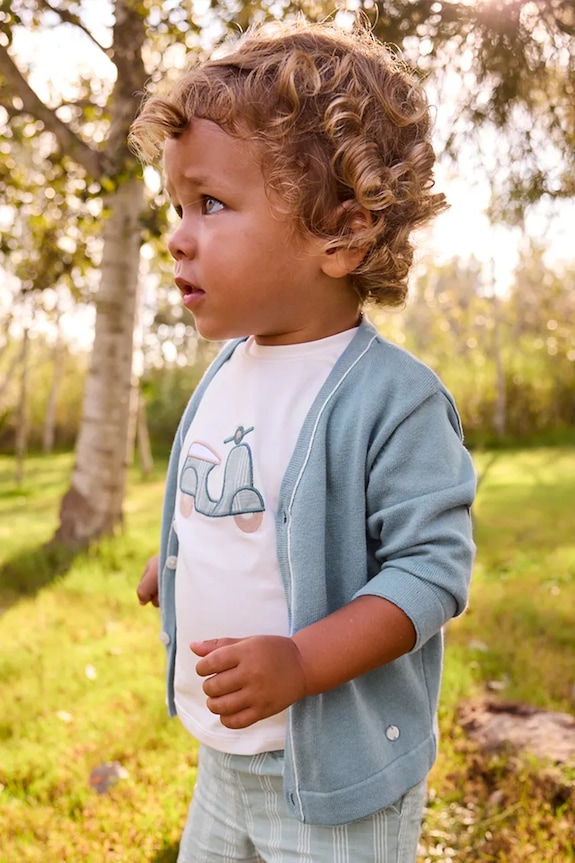 Mayoral cardigan din bumbac pentru copii uni albastru 1310.3A.Baby.PPY2