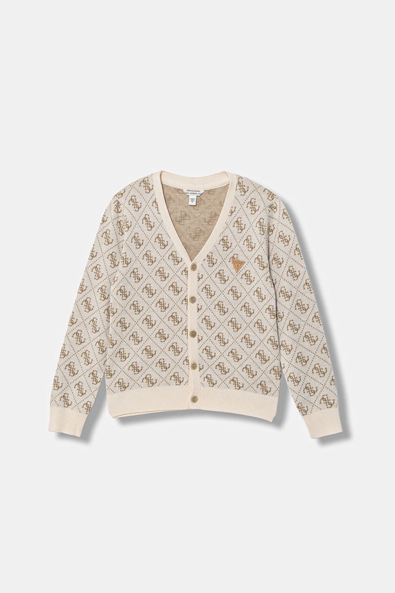 Guess cardigan cu amestec de lână pentru copii cu modele bej L6RR12.Z3OE2.PPY2