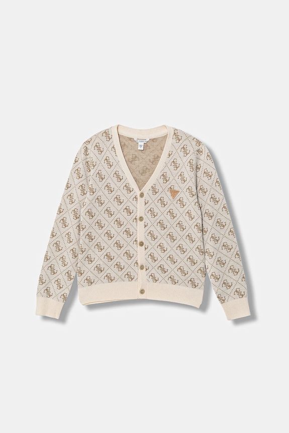 Guess cardigan cu amestec de lână pentru copii cu modele bej L6RR12.Z3OE2.PPY2
