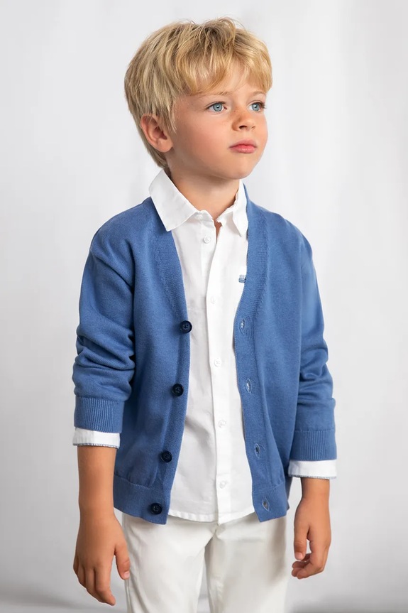 Mayoral cardigan din bumbac pentru copii uni albastru 3381.5A.Mini.PPY2