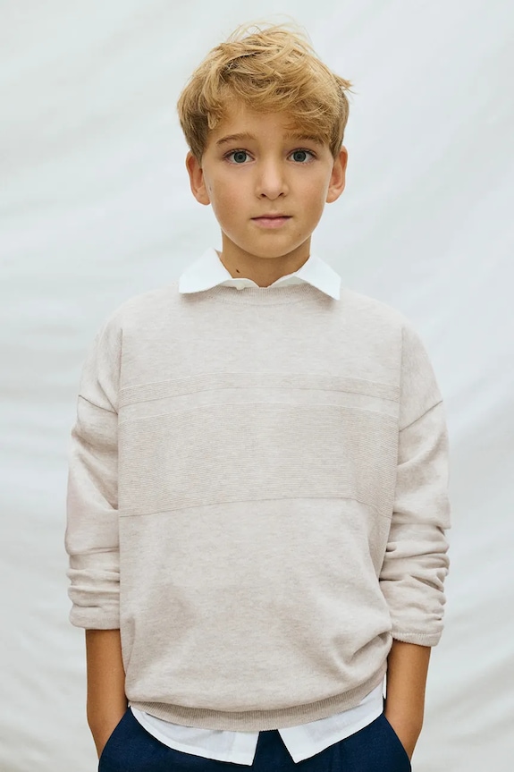 Дитячий бавовняний светр Mayoral бавовна бежевий 6356.7A.Junior.PPY2