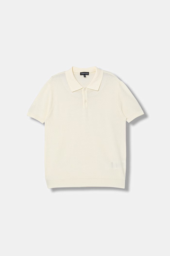 Emporio Armani pletena polo majica ženska z viskozo EB001222.AF23412 bež SS26