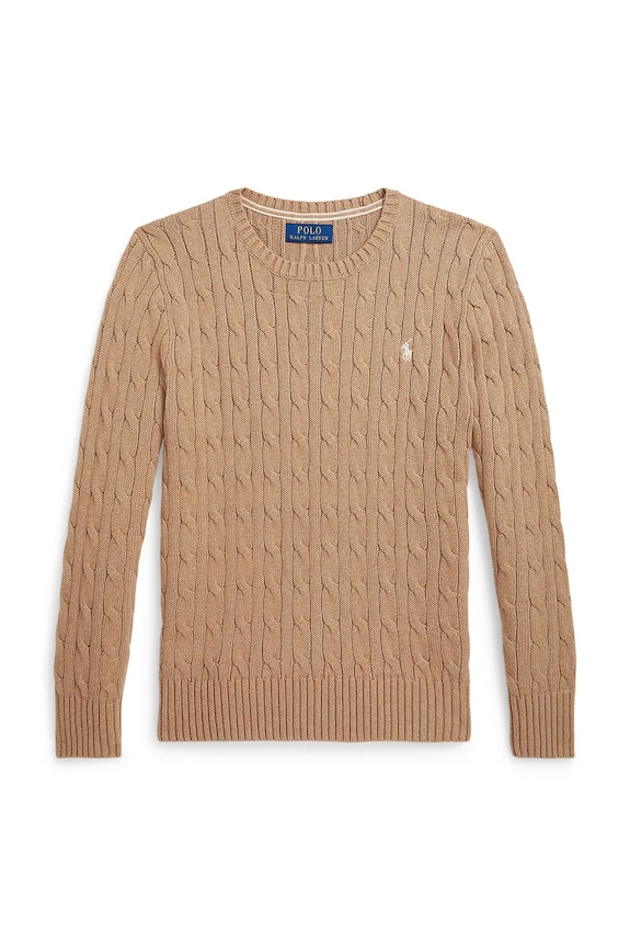 Polo Ralph Lauren pulover de bumbac pentru copii imprimeu maro 323702674515