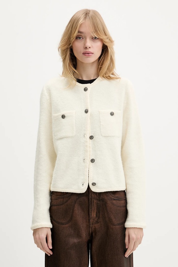 Kardigan s dodatkom vune Gestuz srednje debljine bež 10910746