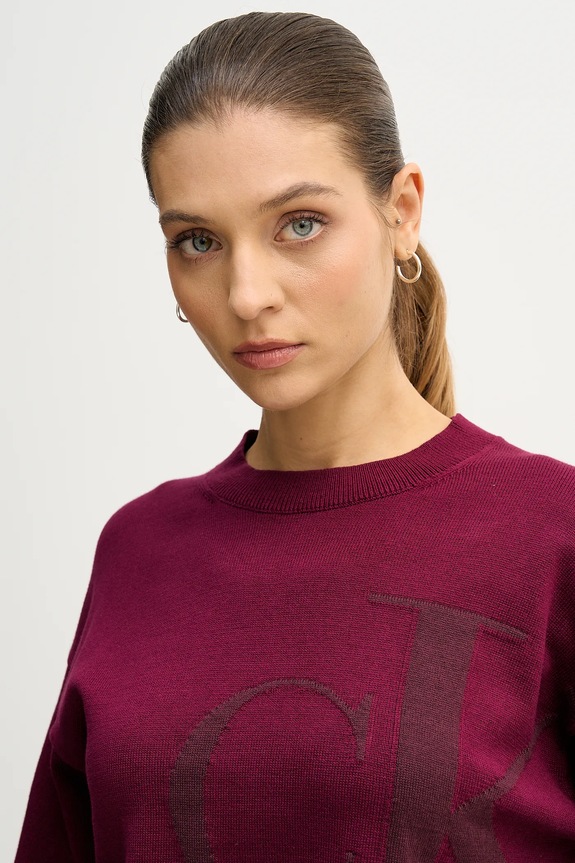 Bombažen pulover Calvin Klein Jeans roza LV047E304G