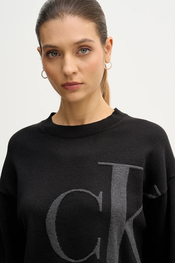 Bavlnený sveter Calvin Klein Jeans čierna LV047E304G
