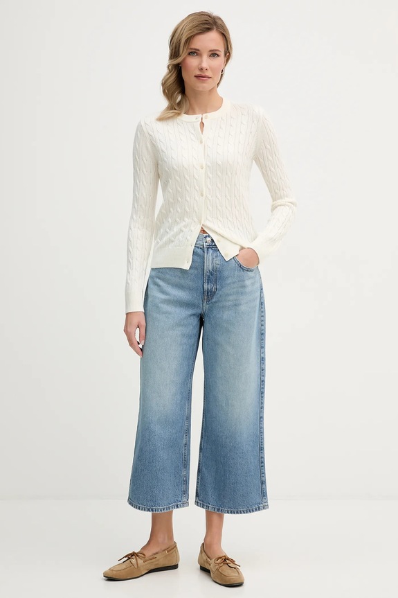 Kardigan s prímesou vlny Calvin Klein Jeans LV044E307G béžová SS26