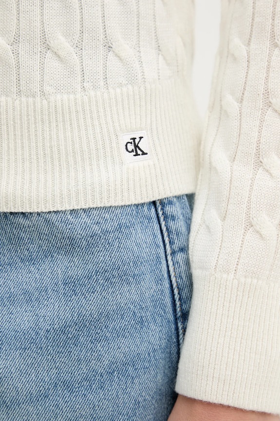 Kardigan s prímesou vlny Calvin Klein Jeans LV044E307G béžová