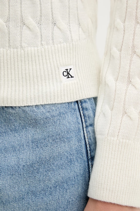 Kardigan s prímesou vlny Calvin Klein Jeans LV044E307G béžová