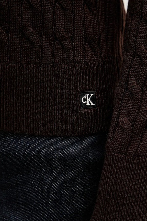 Kardigan s prímesou vlny Calvin Klein Jeans LV044E307G hnedá
