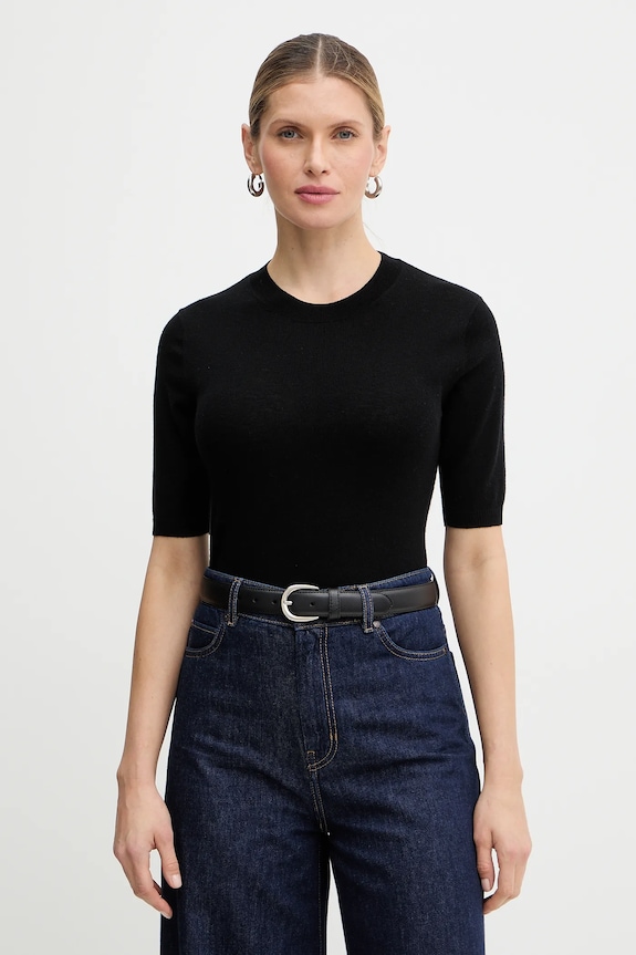 Vlnené tričko Weekend Max Mara MAREA jednofarebný čierna 2615361011600