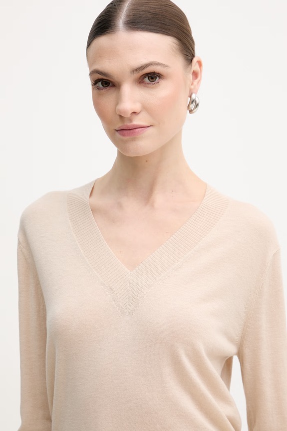 Weekend Max Mara sweter wełniany ESTREMO beżowy 2615361031600