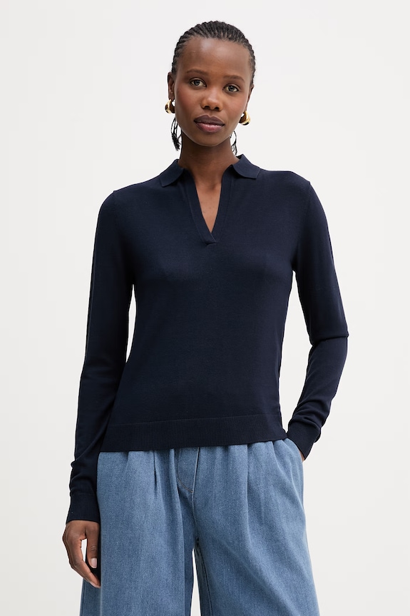 Sveter Weekend Max Mara PALANCA V výstrih tmavomodrá 2615361101600