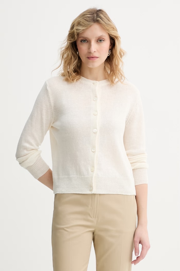 Weekend Max Mara kardigán dámsky ľanový BADIA béžová 2615341022600