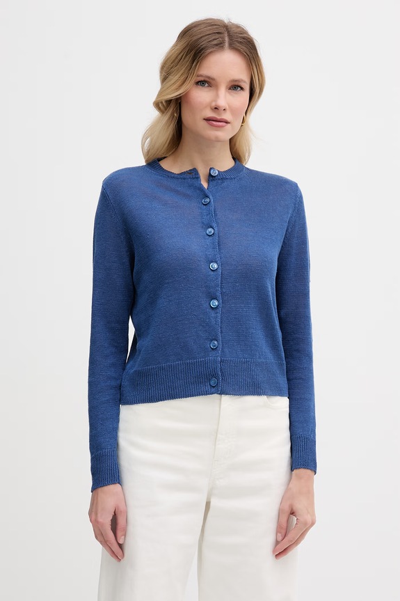 Weekend Max Mara kardigán dámsky ľanový BADIA modrá 2615341022600