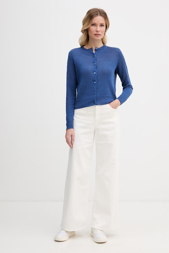 Weekend Max Mara kardigán dámsky ľanový BADIA 2615341022600 modrá SS26
