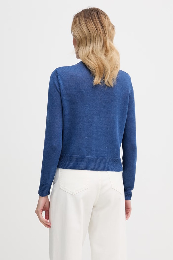 Oblečenie Weekend Max Mara kardigán dámsky ľanový BADIA 2615341022600 modrá