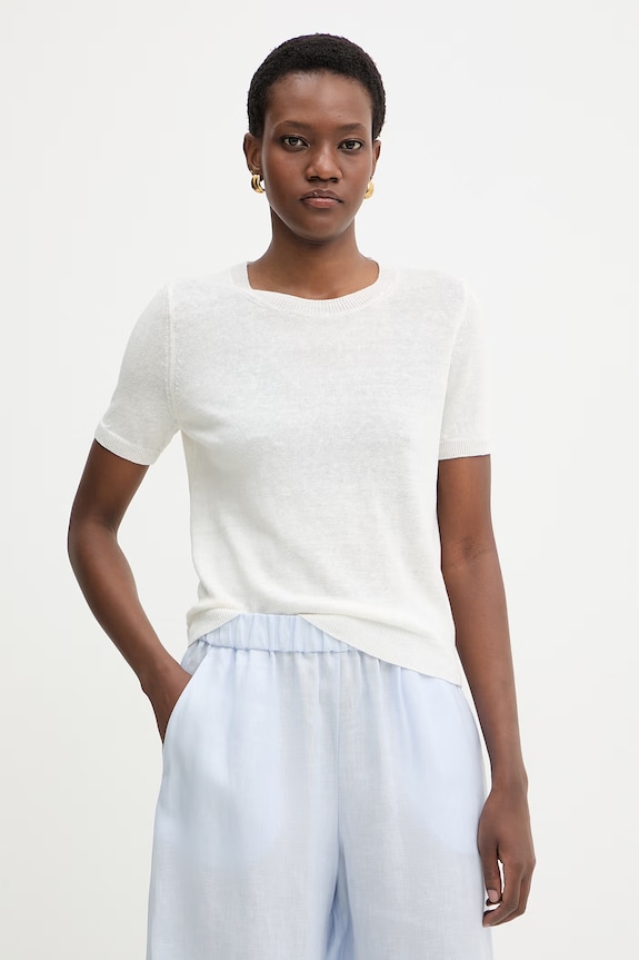 Weekend Max Mara kratka majica ženska lanena PANCONE bež 2615361042600