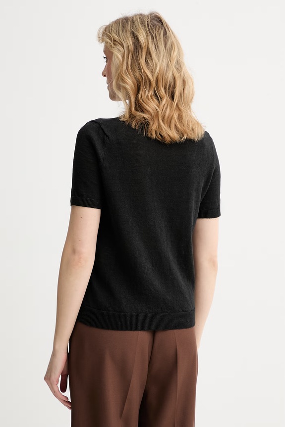 Oblečenie Weekend Max Mara tričko dámske ľanové PANCONE 2615361042600 čierna