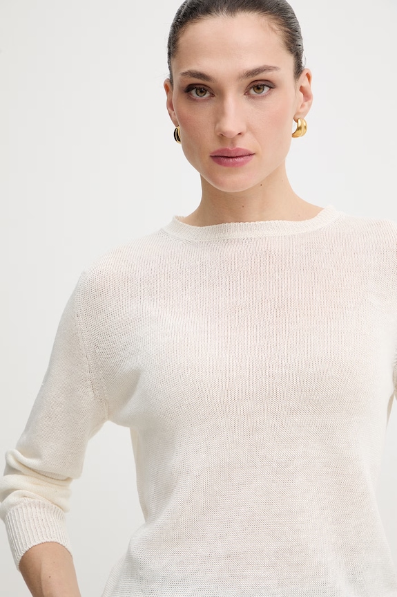 Λινό πουλόβερ Weekend Max Mara ATZECO μπεζ 2615361132600