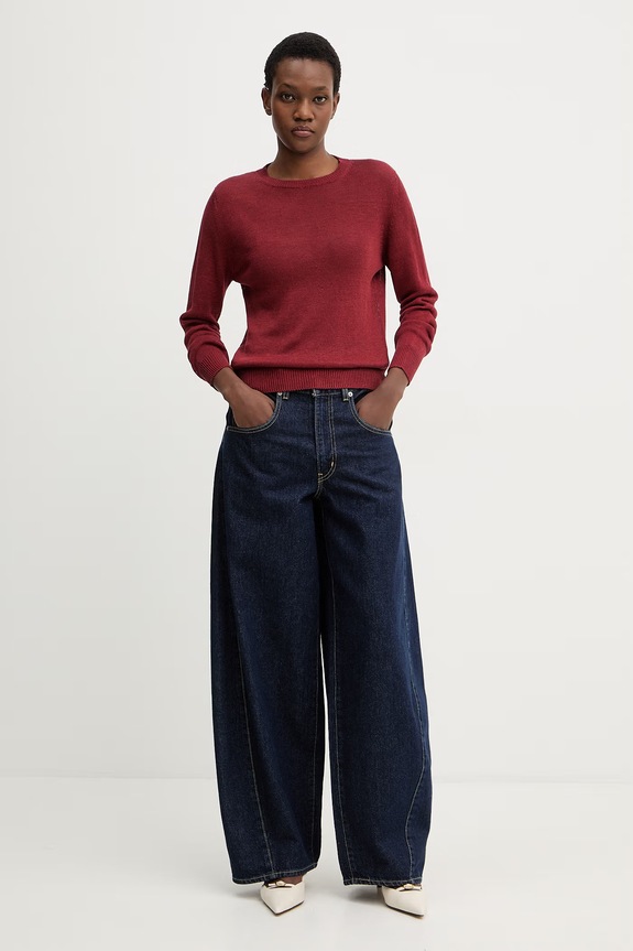 Weekend Max Mara sweter lniany ATZECO 2615361132600 bordowy SS26