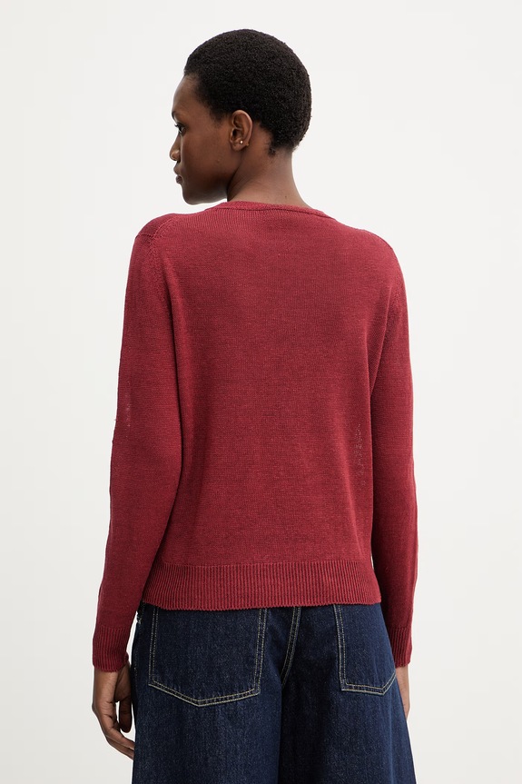 Odzież Weekend Max Mara sweter lniany ATZECO 2615361132600 bordowy