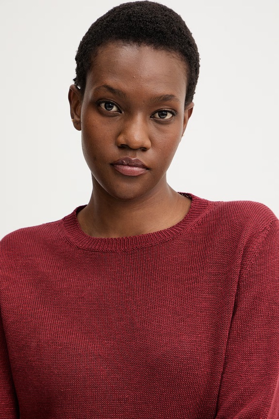Weekend Max Mara sweter lniany ATZECO bordowy 2615361132600