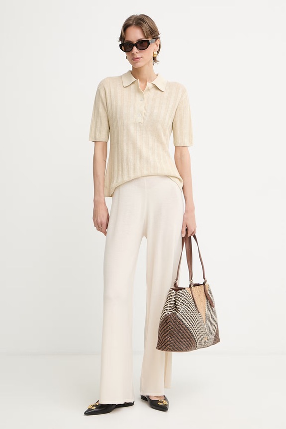MM by Max Mara polo tricotat pentru femei, din in RIVETTO 2616361018600 bej SS26