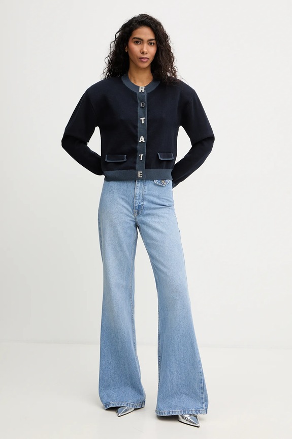 Ζακέτα με μείγμα κασμίρ Rotate 1149032318 σκούρο μπλε SS26