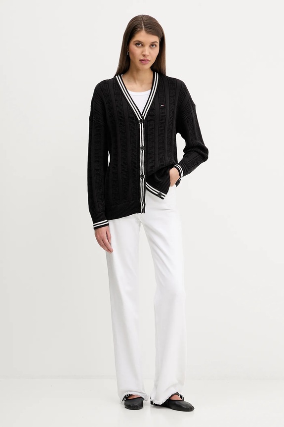 Tommy Jeans kardigan bawełniany DW0DW22026 czarny SS26