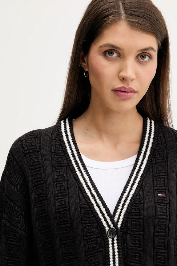 Tommy Jeans kardigan bawełniany czarny DW0DW22026