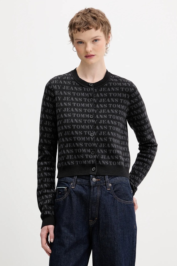 Πλεκτή ζακέτα Tommy Jeans άλλο μαύρο DW0DW22030