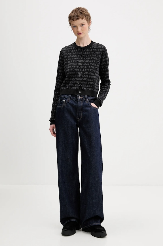 Πλεκτή ζακέτα Tommy Jeans DW0DW22030 μαύρο SS26