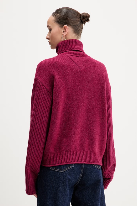 Odzież Tommy Jeans sweter z domieszką wełny DW0DW22108 bordowy