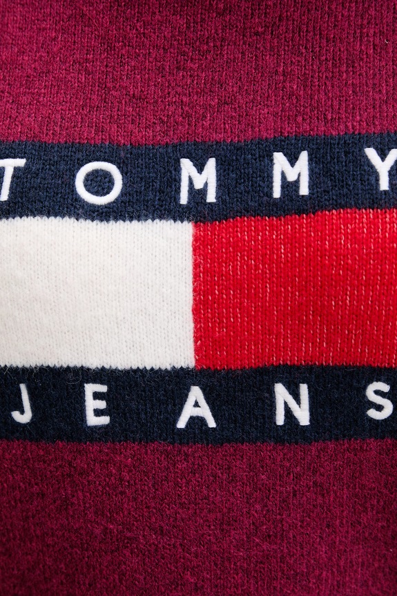 Tommy Jeans sweter z domieszką wełny DW0DW22108 bordowy