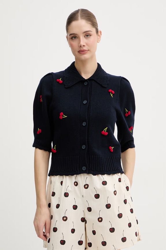 Stine Goya cardigan pentru femei, cu amestec de lână bleumarin SG.SS26.K044.2359