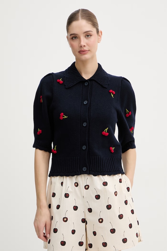 Stine Goya cardigan pentru femei, cu amestec de lână bleumarin SG.SS26.K044.2359