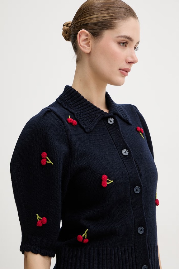 Stine Goya cardigan pentru femei, cu amestec de lână bleumarin SG.SS26.K044.2359