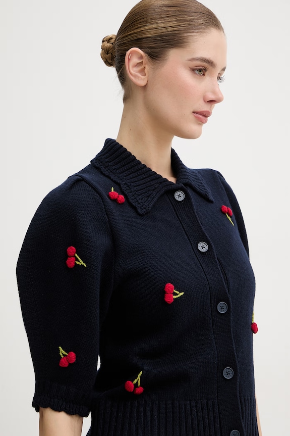 Stine Goya cardigan pentru femei, cu amestec de lână bleumarin SG.SS26.K044.2359