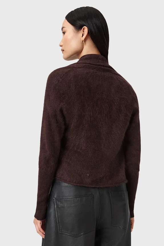 Kašmírový kardigan AllSaints W091KD hnědá SS26