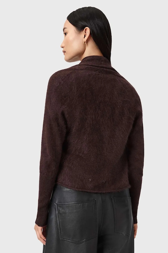 Kašmírový kardigan AllSaints W091KD hnědá SS26