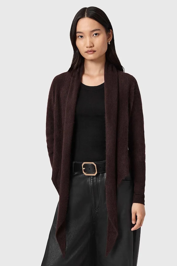 Kašmírový kardigan AllSaints hnědá W091KD