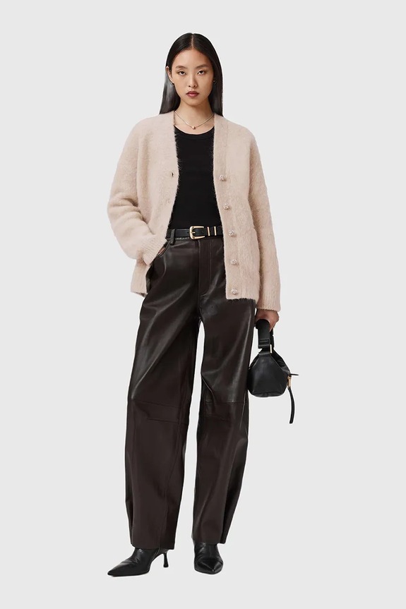 Μάλλινη μπλουζα AllSaints μπεζ W077KD