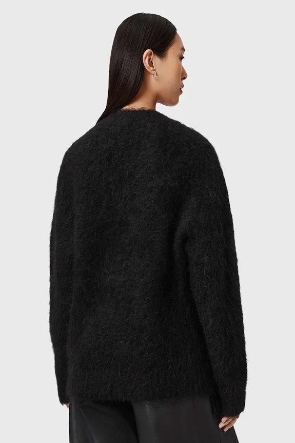 AllSaints gyapjú kardigán W077KD fekete SS26