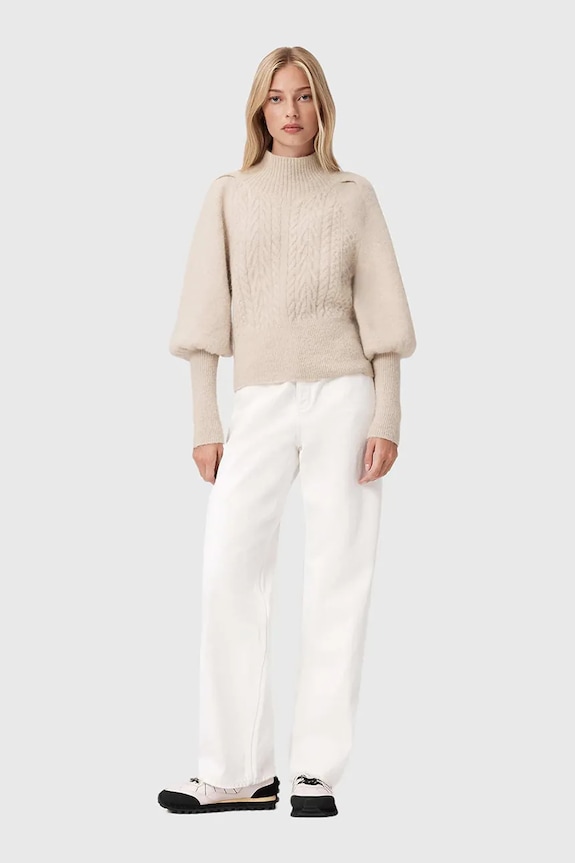 Îmbrăcăminte AllSaints pulover din amestec de lână de alpaca W090KD alb