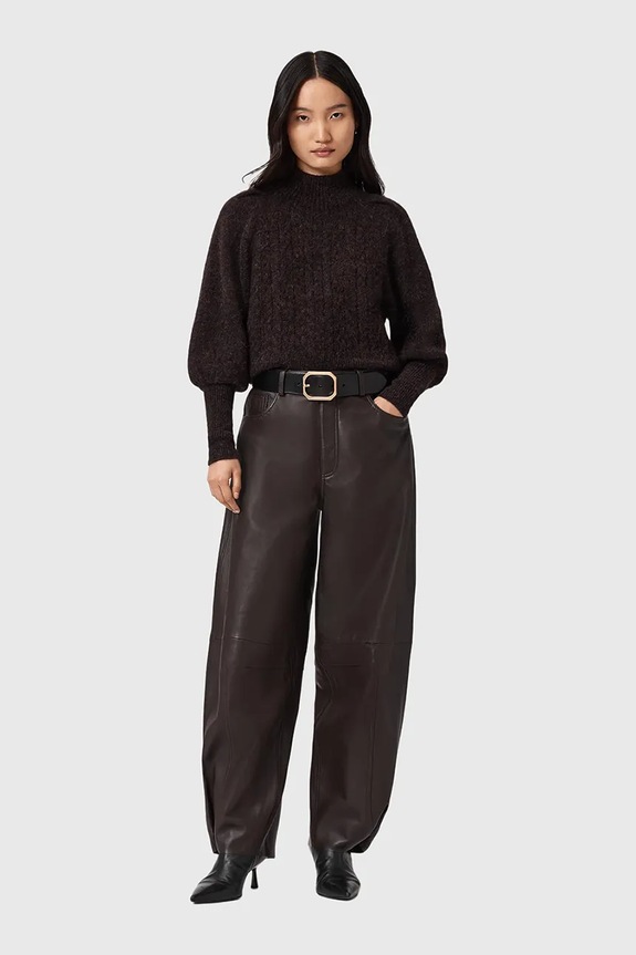 Îmbrăcăminte AllSaints pulover din amestec de lână de alpaca W090KD maro