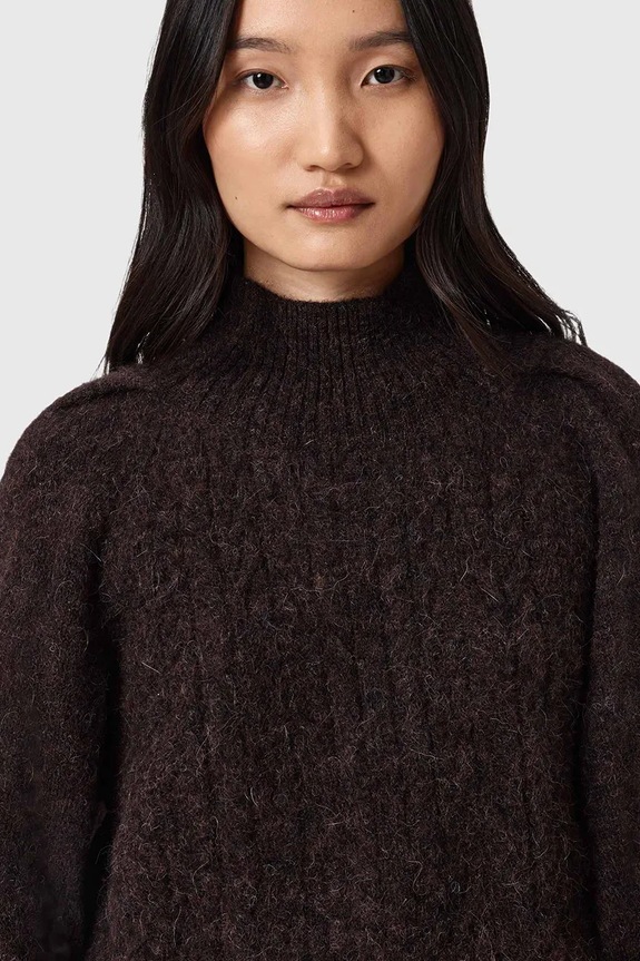 AllSaints pulover din amestec de lână de alpaca maro W090KD
