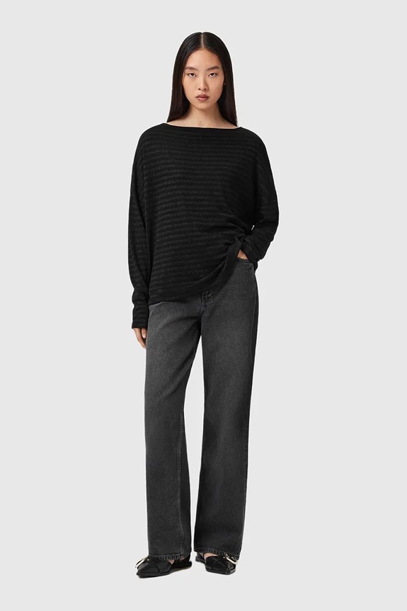 Πουλόβερ AllSaints W012JZ μαύρο